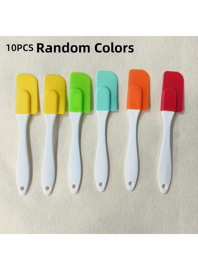 10pcs Random Color Silicone Spatula Set Heat Resistant Non Stick Detachable Scrapers - Image 1